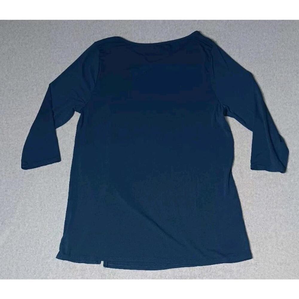 Anthropologie Cupio 3/4 Sleeve Tunic Blouse Womens Size Large Blue Tie Waist... - Picture 10 of 10